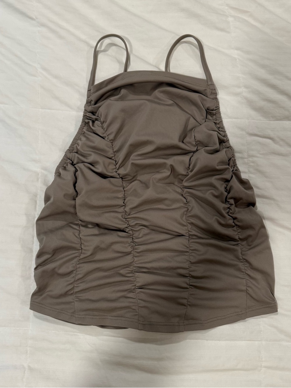 FP Movement by Free People Gathered Strap Tank in Taupe